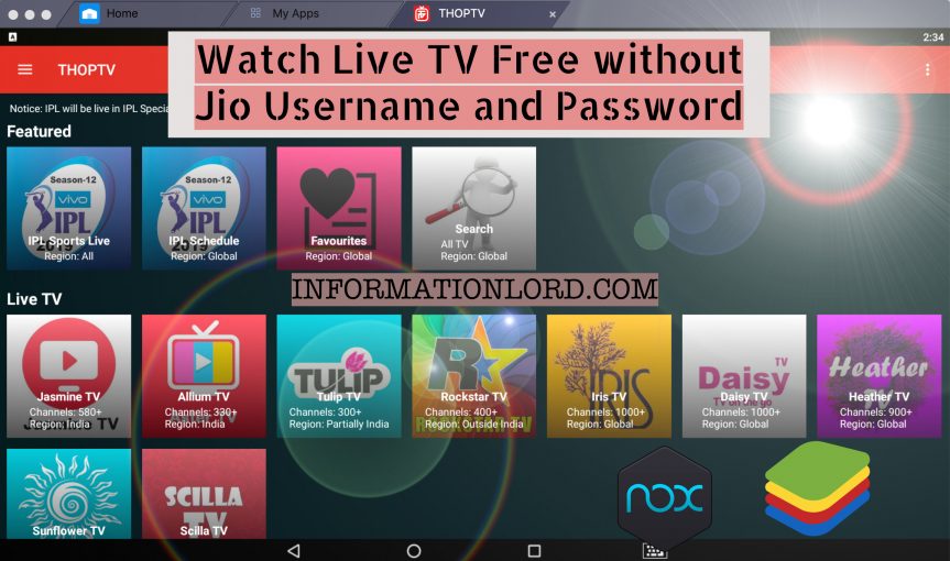 Jio Play Live TV free without JioTV app username and password [ThopTV